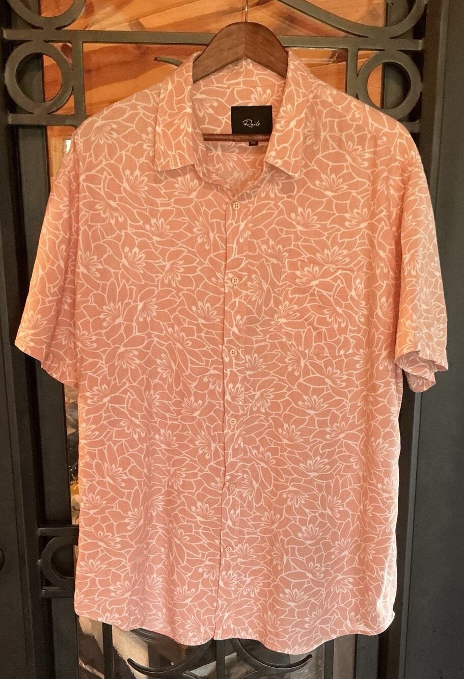 RAILS Carson Shirt Mens XXL Ice Peach Floral Blossom Linen Blend Button Down SS